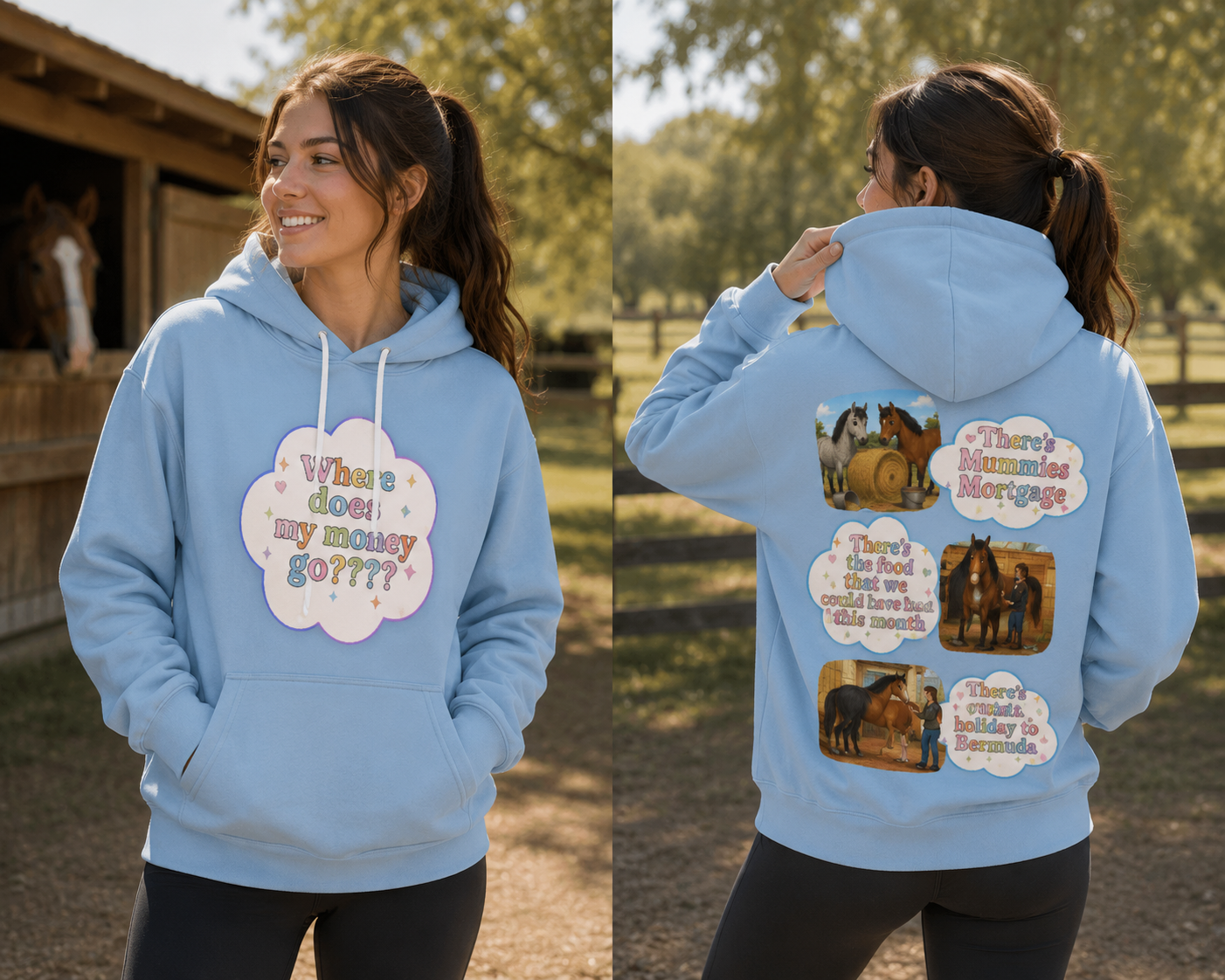 Women's Horse Mum Hoodie Blue – Equestrian Gift, Premium Fleece | DoubleLCo