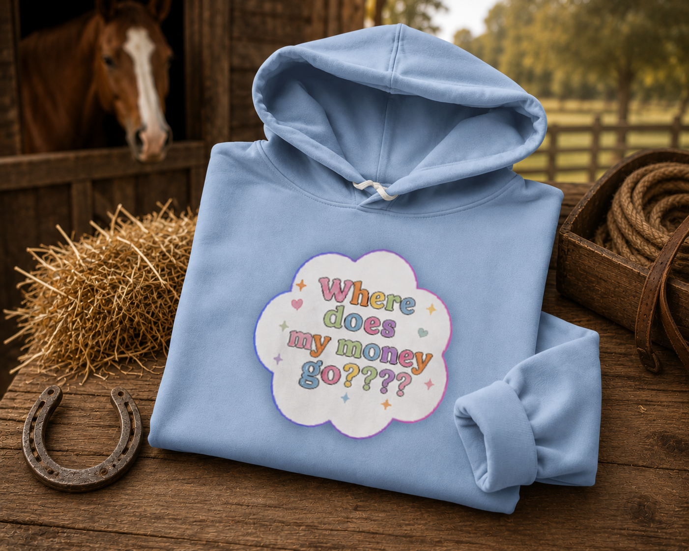 Women's Horse Mum Hoodie Blue – Equestrian Gift, Premium Fleece | DoubleLCo
