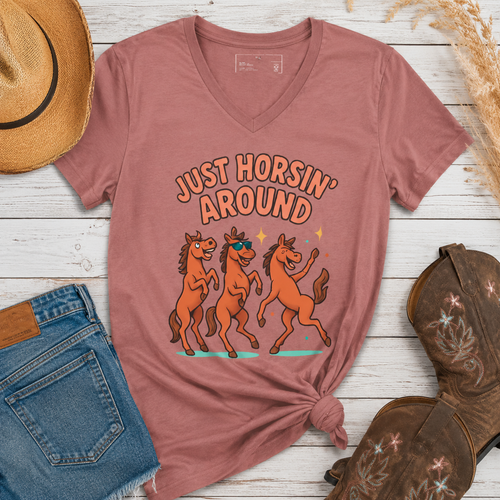 Women's Funny Horse Lover V-Neck T-Shirt – Cotton Blend | DoubleLCo