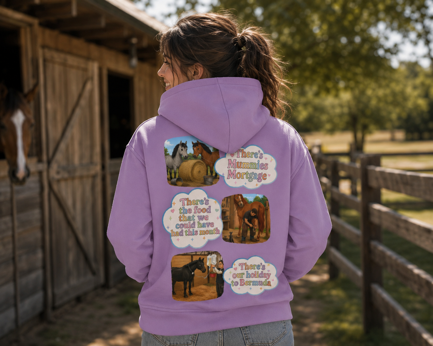 Women's Horse Mum Hoodie Purple – Equestrian Gift, Premium Fleece | DoubleLCo