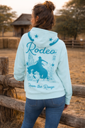 Women's Western Rodeo Hoodie Blue – Vintage Cowgirl Pullover | DoubleLCo
