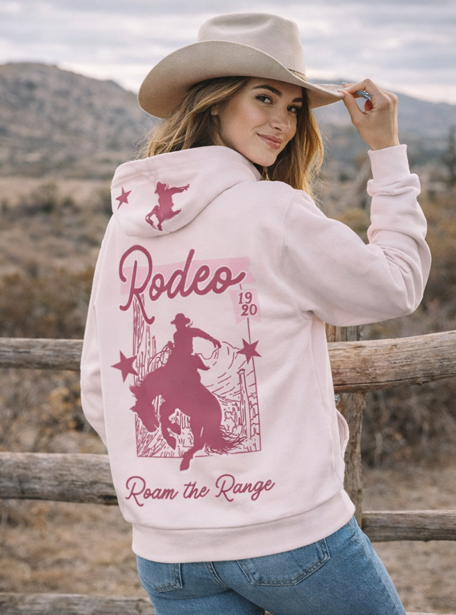 Women's Western Rodeo Hoodie Pink – Vintage Cowgirl Pullover | DoubleLCo