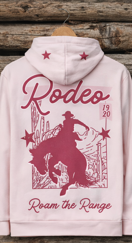 Women's Western Rodeo Hoodie Pink – Vintage Cowgirl Pullover | DoubleLCo