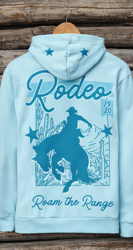 Women's Western Rodeo Hoodie Blue – Vintage Cowgirl Pullover | DoubleLCo