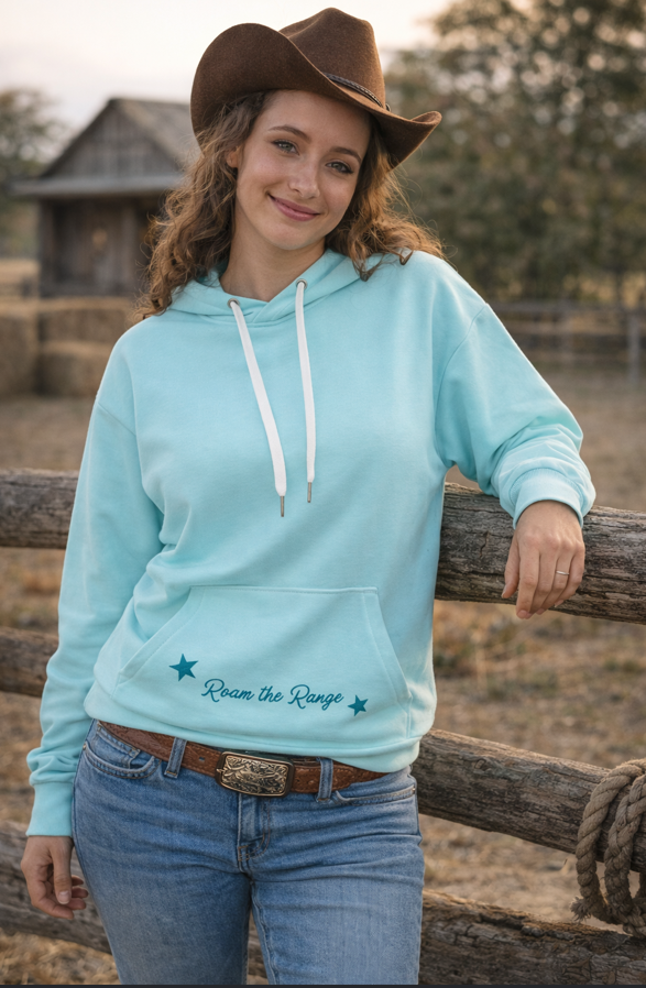 Women's Western Rodeo Hoodie Blue – Vintage Cowgirl Pullover | DoubleLCo